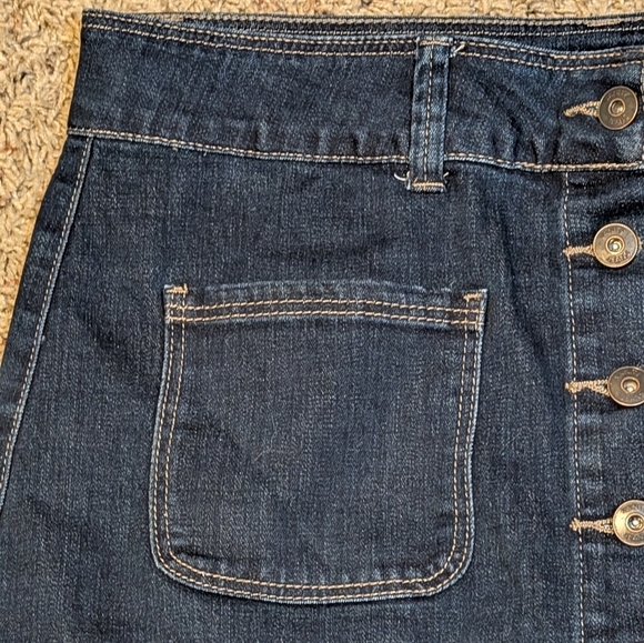 VANITY Button Fly Dark Wash Denim Stretch Mini Skirt - Picture 5 of 10